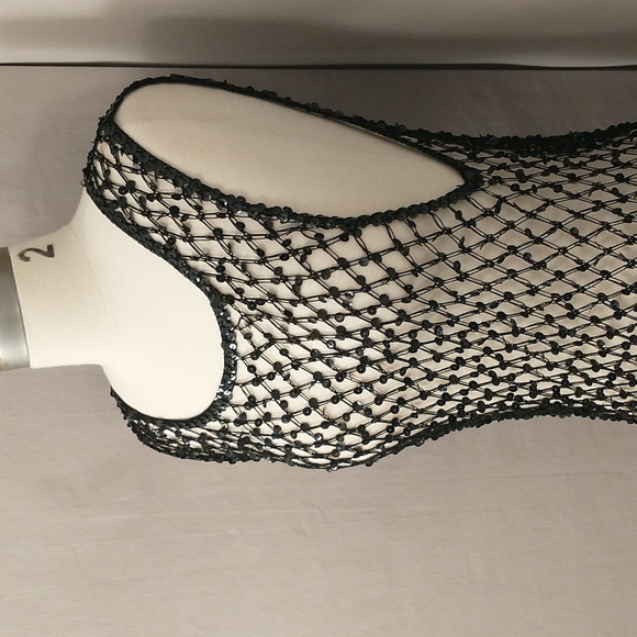 Sexy Sheer Cobweb Sequin Mesh Tank Maxi Dress Slinky See Through Overlay Sparkle - Picture 12 of 12